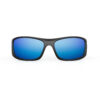 A Front view of Gloojo Shade Master Blue Mirrored Warp Around Sunglasses