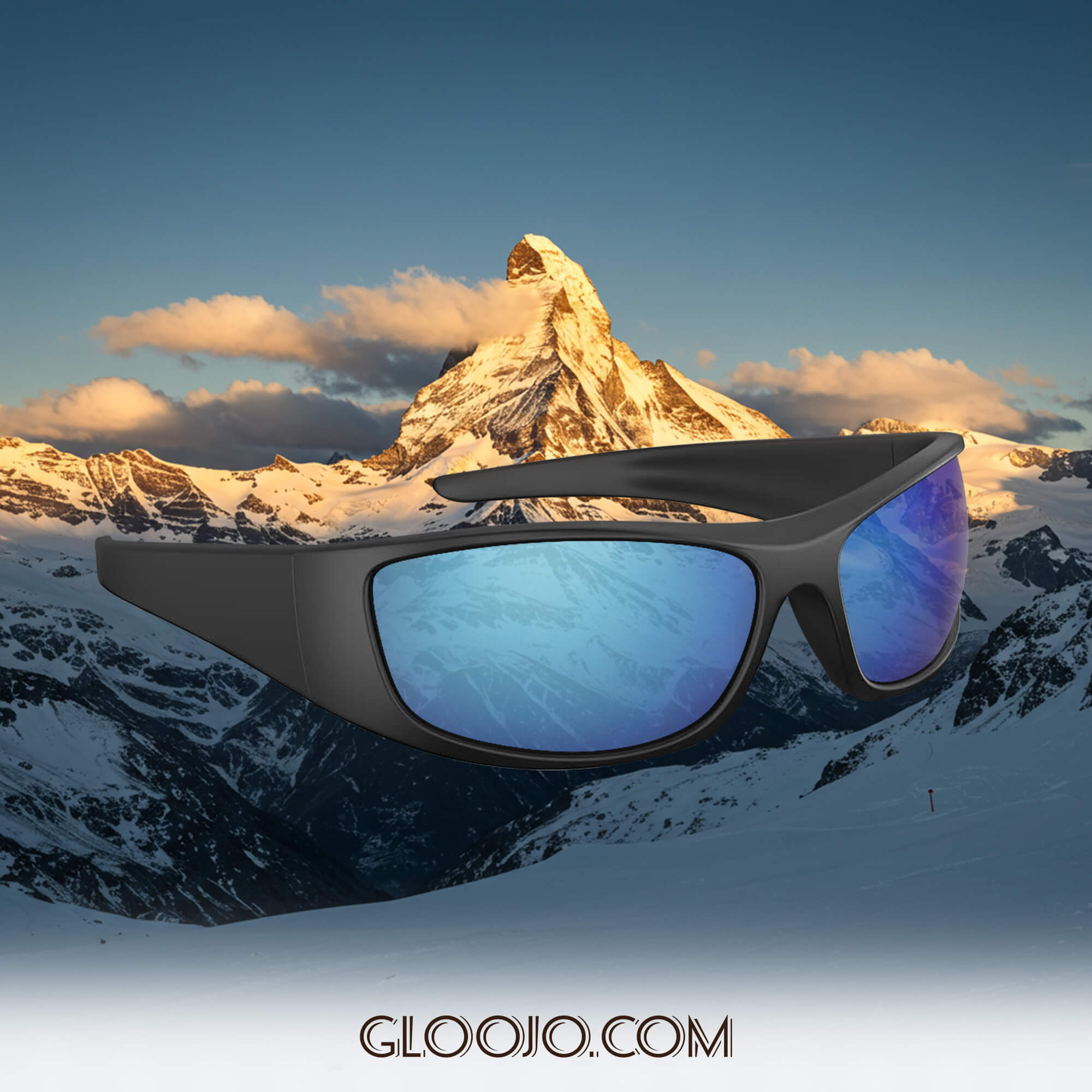 Gloojo Shade Master Blue Mirrored Wrap Around Sunglasses Suitable for snowy mountains and high altitude areas with harsh light