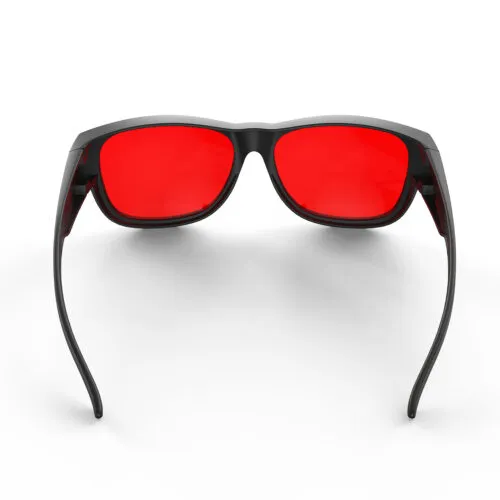 A Back view of Gloojo Night Ease Square Fitover Red lens sleep glasses - Black