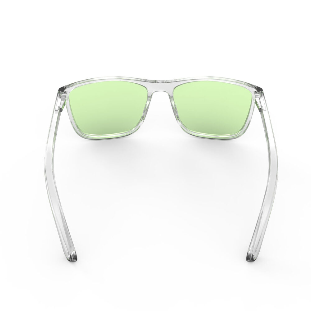 A Back view of Gloojo Sun Boost Wayfarer Green Lens Screen Glasses – Clear
