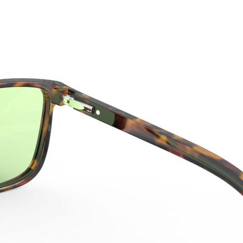 A Hinge closeup of Gloojo Sun Boost Wayfarer Green Lens Screen Glasses – Tortoiseshell