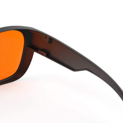 A Hinge view of Gloojo Night Ease Large Square Fitover Orange Sleep Glasses-black