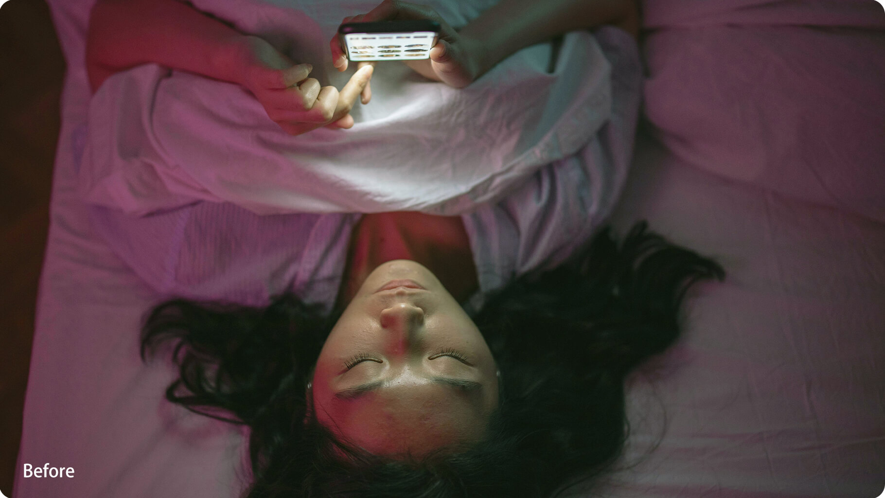 Before Wearing Red Lens Glasses Exposed to harmful blue and green light from smartphone before bed