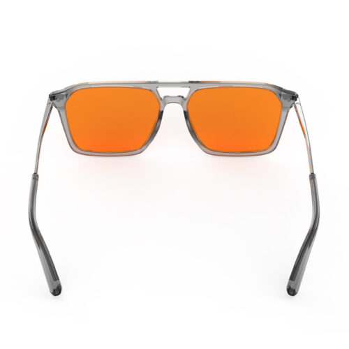 A Back view of Gloojo Night Ease Orange Lens Square Aviator Sleep Glasses – Grey Gunmetal