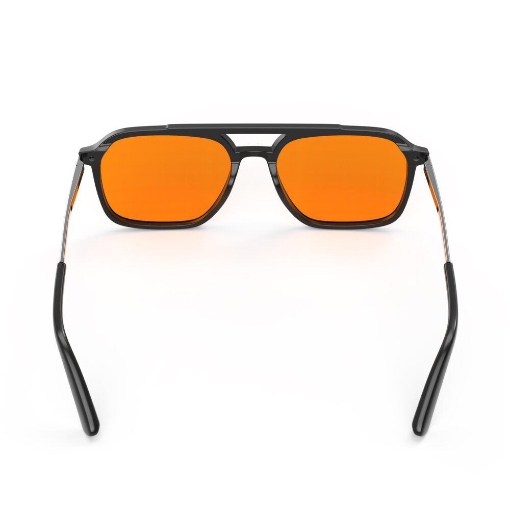 A Back view of Gloojo Night Ease Oval Aviator Orange Lens Glasses for Night-Black Gunmetal