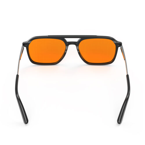 A Back view of Gloojo Night Ease Oval Aviator Orange Lens Glasses for Night-Black Gunmetal