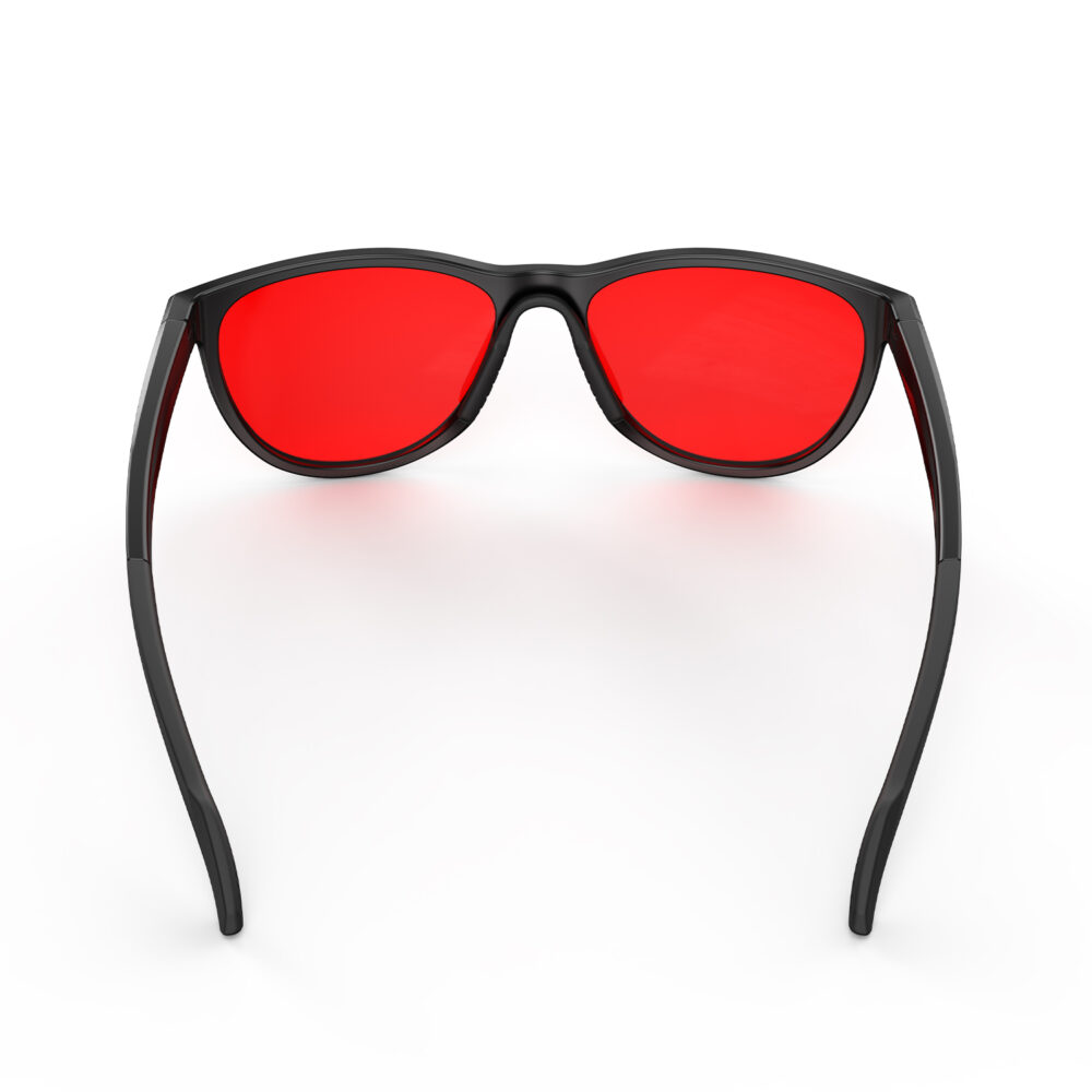 A Back view of Gloojo Night Ease Oval Red Colored Glasses for sleep - Black