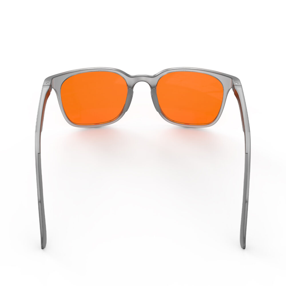 A Back view of Gloojo Night Ease Rounded Square Orange lens glasses for sleep - Grey
