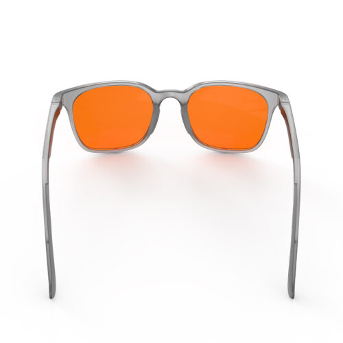 A Back view of Gloojo Night Ease Rounded Square Orange lens glasses for sleep - Grey