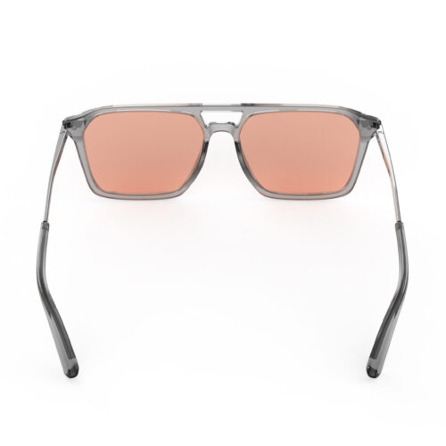 A Back view of Gloojo Rose Relief Rose Lens Square Aviator Migraine Glasses – Grey Gunmetal