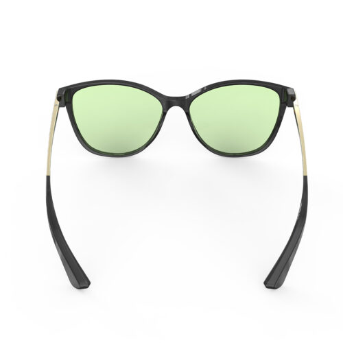 A Back view of Gloojo Sun Boost Cat Eye Green Lens Screen Glasses – Black Gold