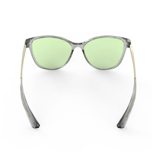 A Back view of Gloojo Sun Boost Cat Eye Green Lens Screen Glasses – Grey Gold
