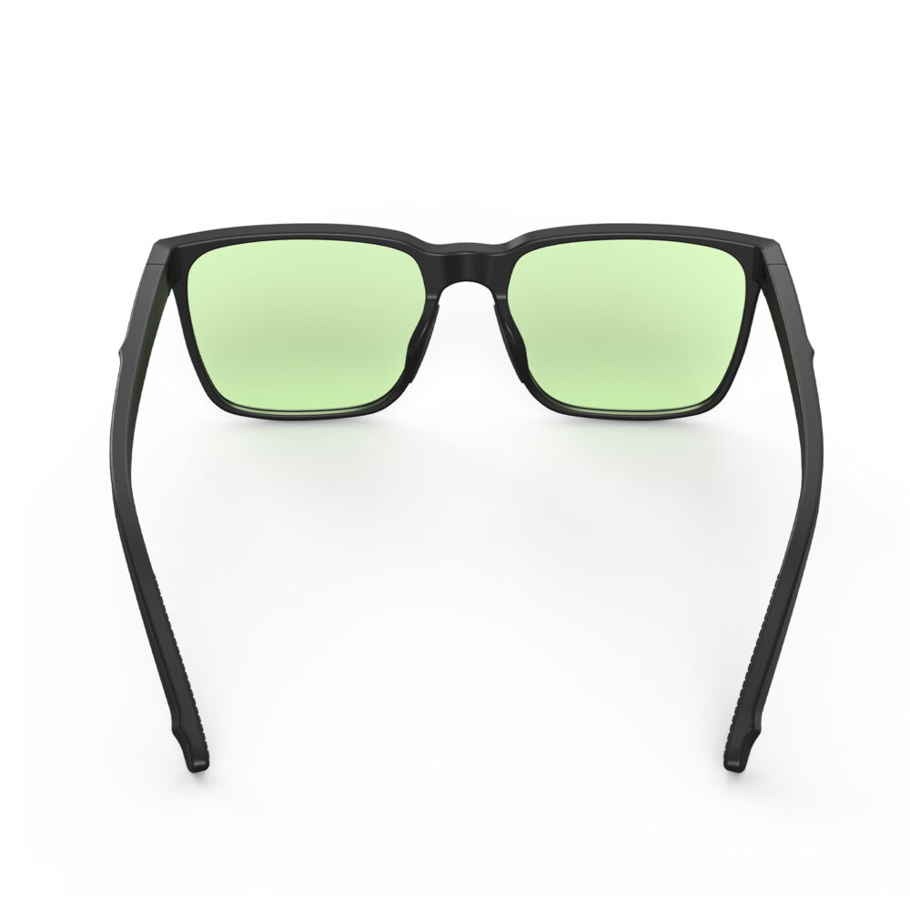 A Back view of Gloojo Sun Boost Classic Square Green Lens Screen Glasses – Black