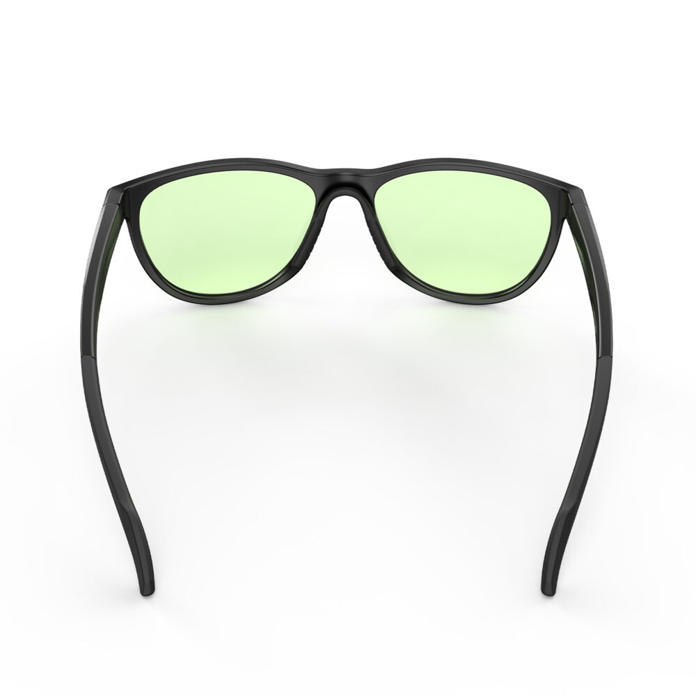 A Back view of Gloojo Sun Boost Oval Green Colored Glasses for Screen - Black