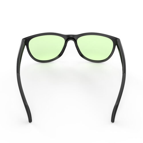 A Back view of Gloojo Sun Boost Oval Green Colored Glasses for Screen - Black