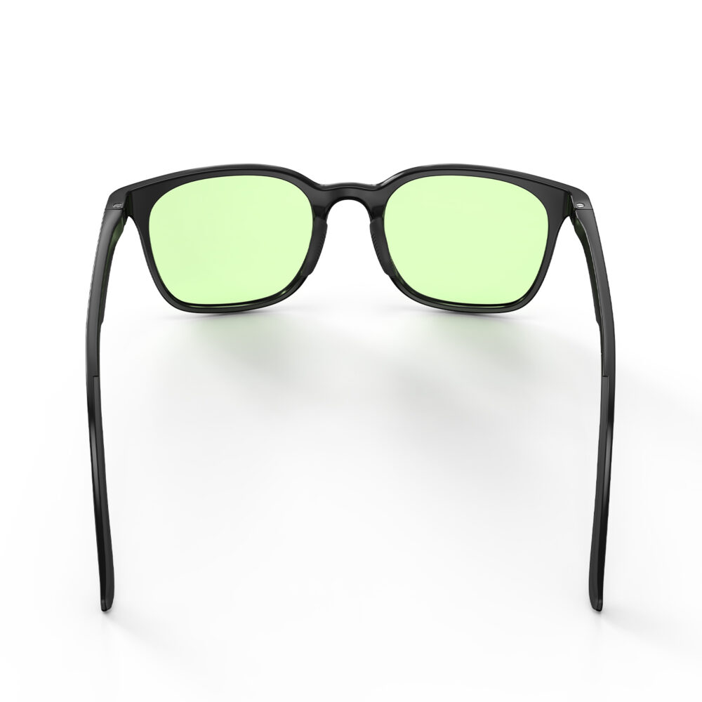 A Back view of Gloojo Sun Boost Rounded Square Green Colored Glasses for Screen - Black