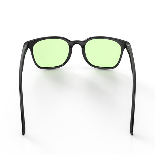 A Back view of Gloojo Sun Boost Rounded Square Green Colored Glasses for Screen - Black