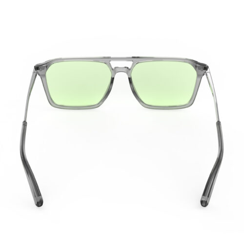 A Back view of Gloojo Sun Boost Square Aviator Green Lens Screen Glasses-Grey Gunmetal