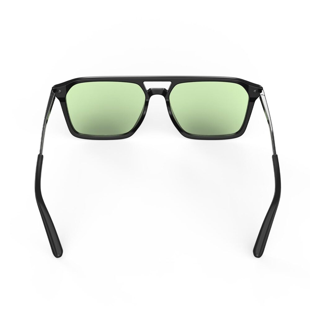 A Back view of Gloojo Sun Boost Square Aviator Green Lens Screen Glasses – Black Gunmetal A Back view of Gloojo Sun Boost Square Aviator Green Lens Screen Glasses – Black Gunmetal