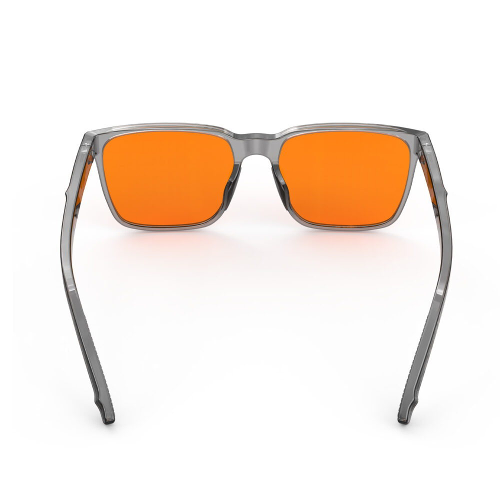 A Back view of Night Ease Classic Square Orange Sleep Glasses - Grey