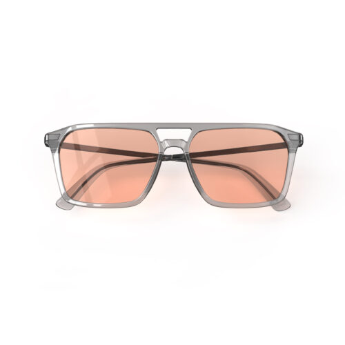 A Folded front view of Gloojo Rose Relief Rose Lens Square Aviator Migraine Glasses – Grey Gunmetal