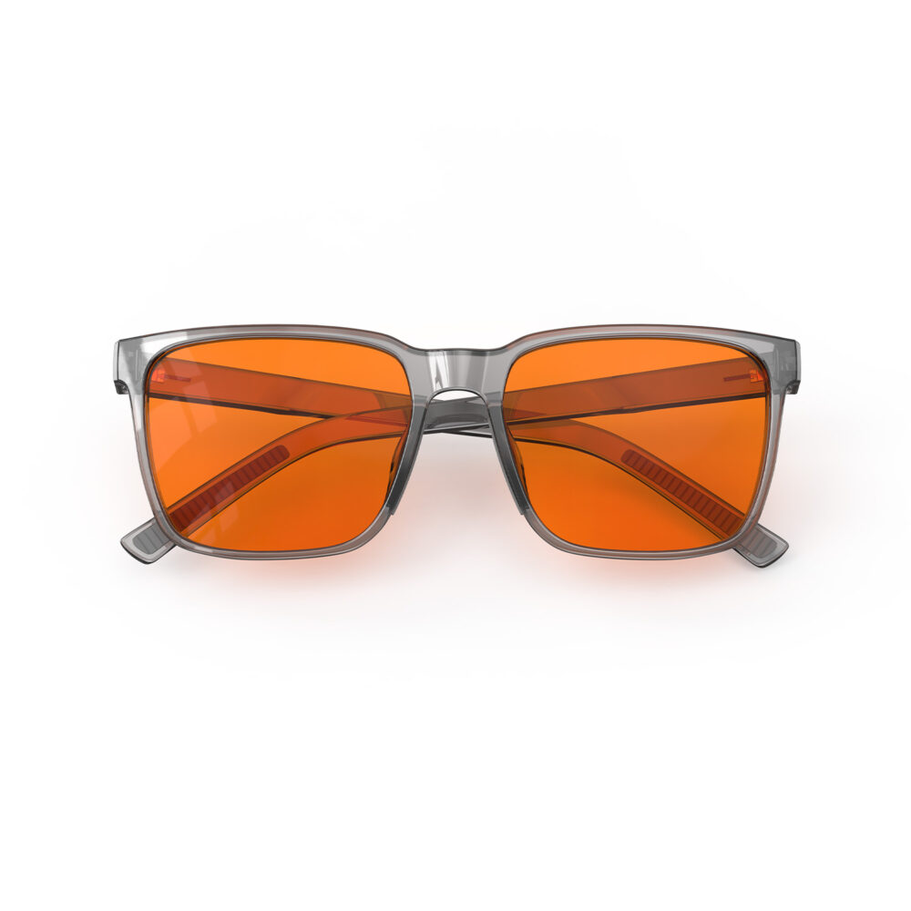 A Folded front view of Night Ease Classic Square Orange Sleep Glasses - Grey