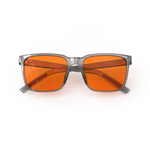 A Folded front view of Night Ease Classic Square Orange Sleep Glasses - Grey