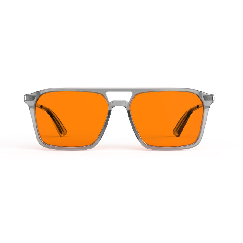 Night Ease™ Square Aviator Orange Sleep Glasses - Grey Gunmetal