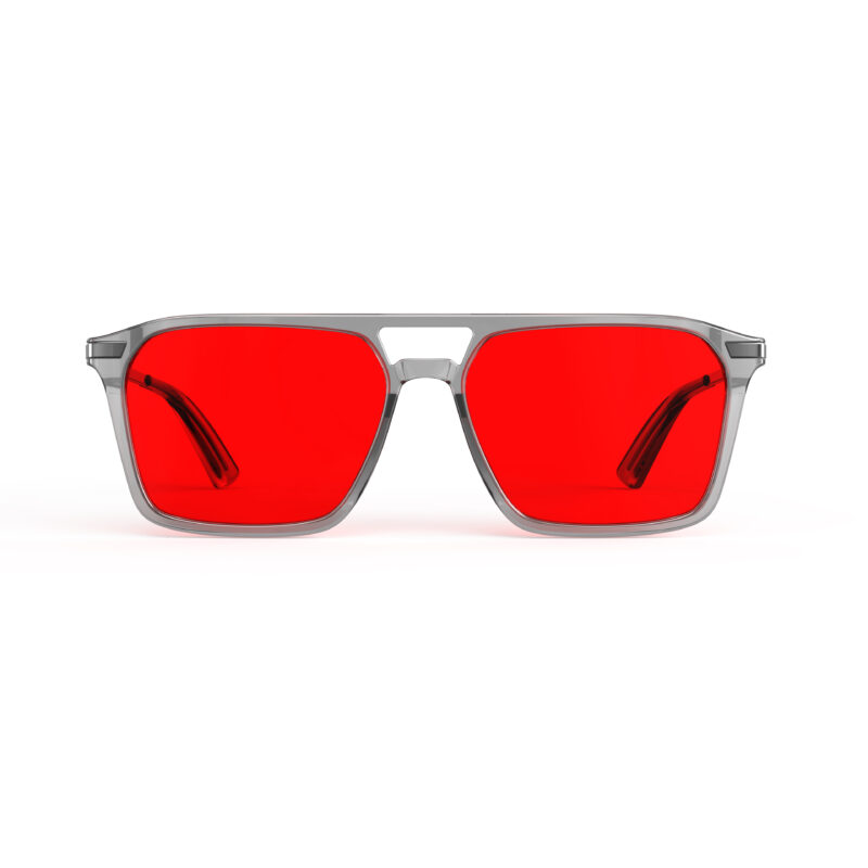 Night Ease™ Square Aviator Red Lens Glasses for Night - Grey Gunmetal