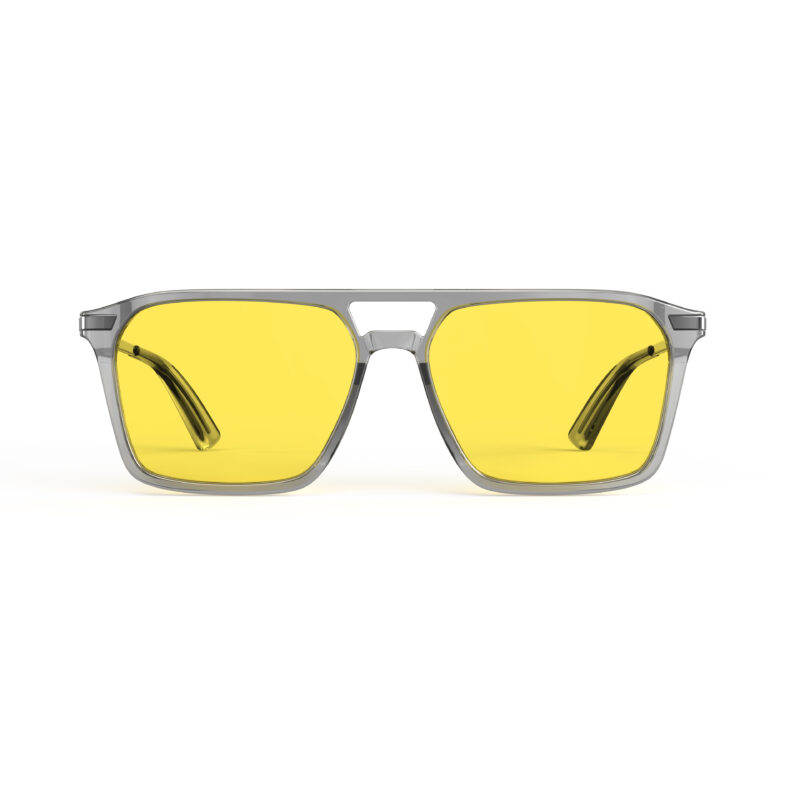 Sun Boost Square Aviator Yellow Screen Glasses - Grey