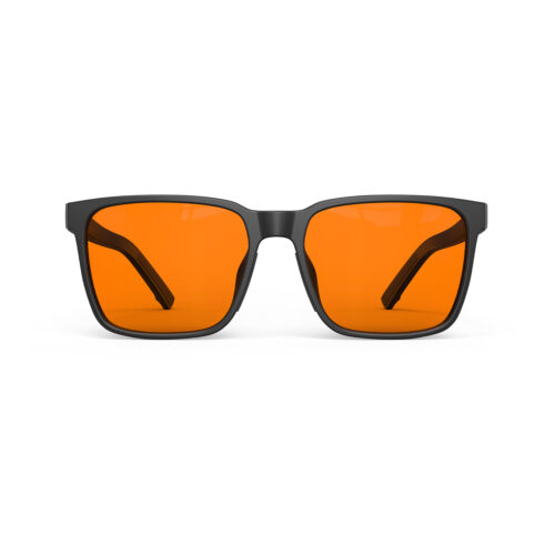 A Front view of Night Ease Classic Square Orange Sleep Glasses - Black A Front view of Night Ease Classic Square Orange Sleep Glasses - Black