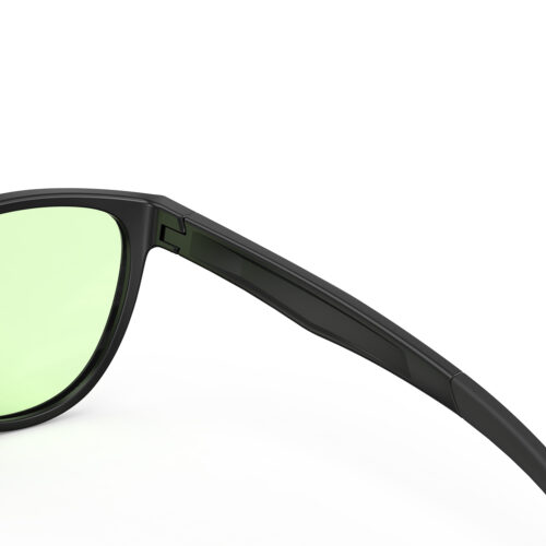 A Hinge closeup of Gloojo Sun Boost Oval Green Colored Glasses for Screen - Black