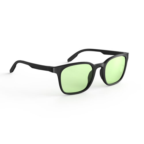 A Right side view of Gloojo Sun Boost Rounded Square Green Colored Glasses for Screen - Black