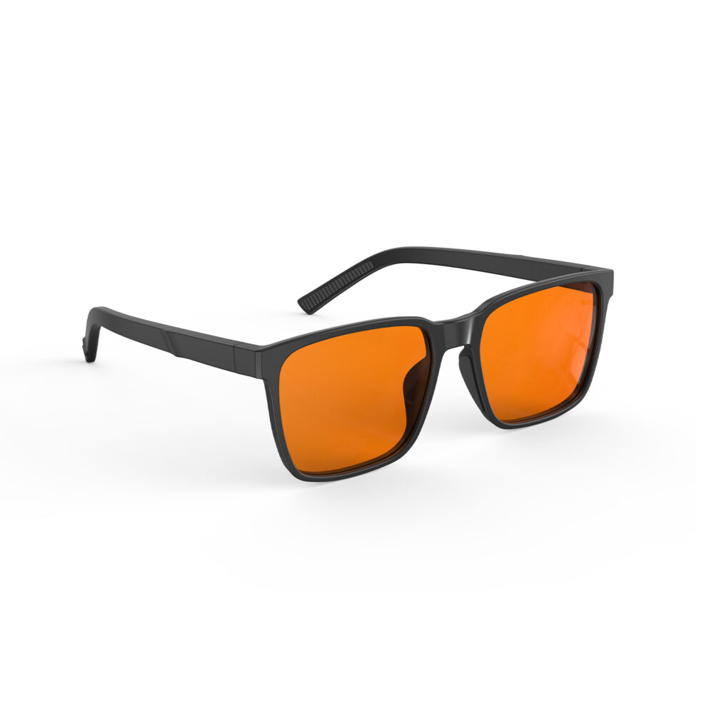 A Right side view of Night Ease Classic Square Orange Sleep Glasses - Black A Right side view of Night Ease Classic Square Orange Sleep Glasses - Black