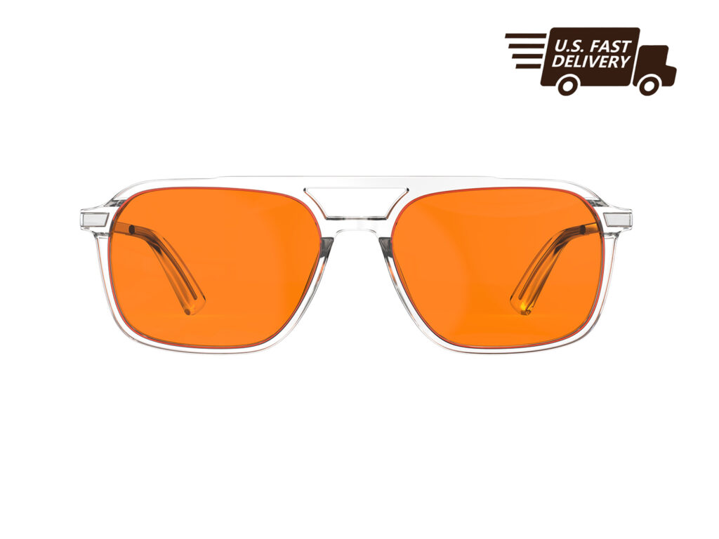 U.S. FAST DELIVERY OF Gloojo Night Ease Oval Aviator Orange Lens Glasses for Night-Clear Silver U.S. FAST DELIVERY OF Gloojo Night Ease Oval Aviator Orange Lens Glasses for Night-Clear Silver