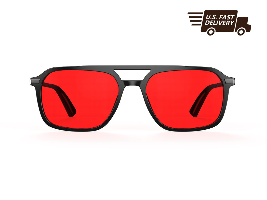 U.S. FAST DELIVERY OF Gloojo Night Ease Oval Aviator Red Lens Glasses for Night-Black Gunmetal U.S. FAST DELIVERY OF Gloojo Night Ease Oval Aviator Red Lens Glasses for Night-Black Gunmetal