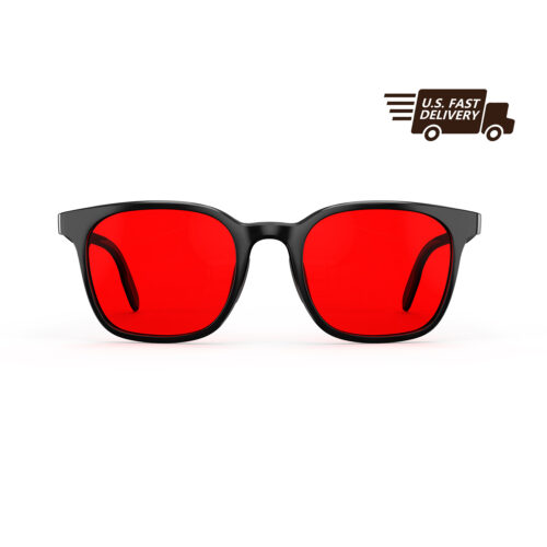 U.S. FAST DELIVERY OF Gloojo Night Ease Rounded Square Red Tinted Glasses for sleep - Black U.S. FAST DELIVERY OF Gloojo Night Ease Rounded Square Red Tinted Glasses for sleep - Black