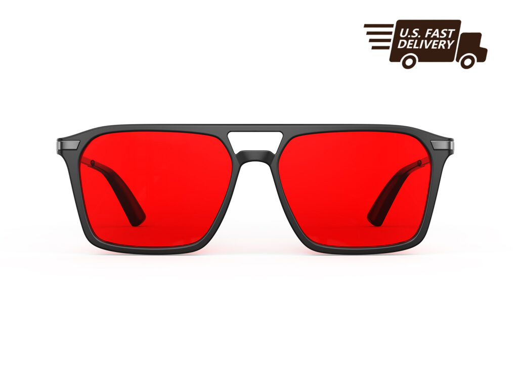 U.S. FAST DELIVERY OF Gloojo Night Ease Square Aviator Red Lens Glasses for Night-Black Gunmetal U.S. FAST DELIVERY OF Gloojo Night Ease Square Aviator Red Lens Glasses for Night-Black Gunmetal