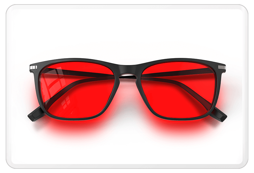 Folding view of Night Ease Rectangle Red Lens Sleep Glasses