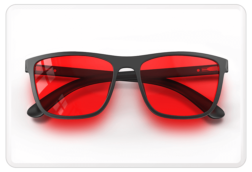 Folding view of Night Ease Wayfarer Red Lens Glasses