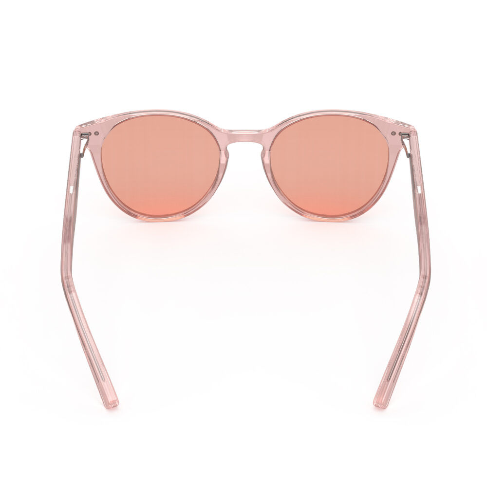 A Back view of Gloojo Rose Relief Rose Lens Round Migraine Glasses – Crystal Pink