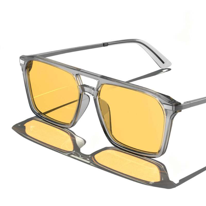 Amber Shield Square Aviator Light Sensitivity Glasses - Gray