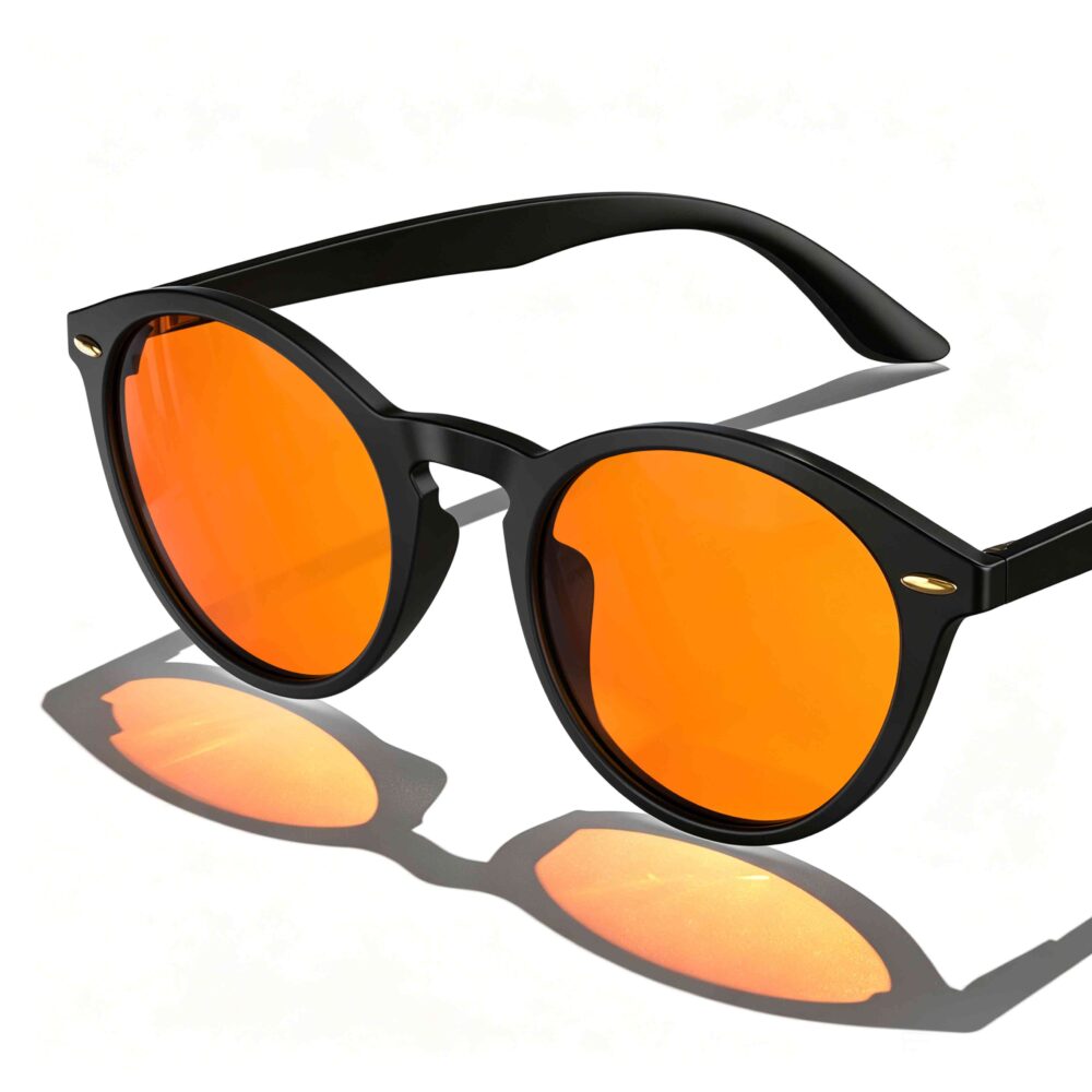 158-Night Ease™ Round Orange Sleep Glasses – Black