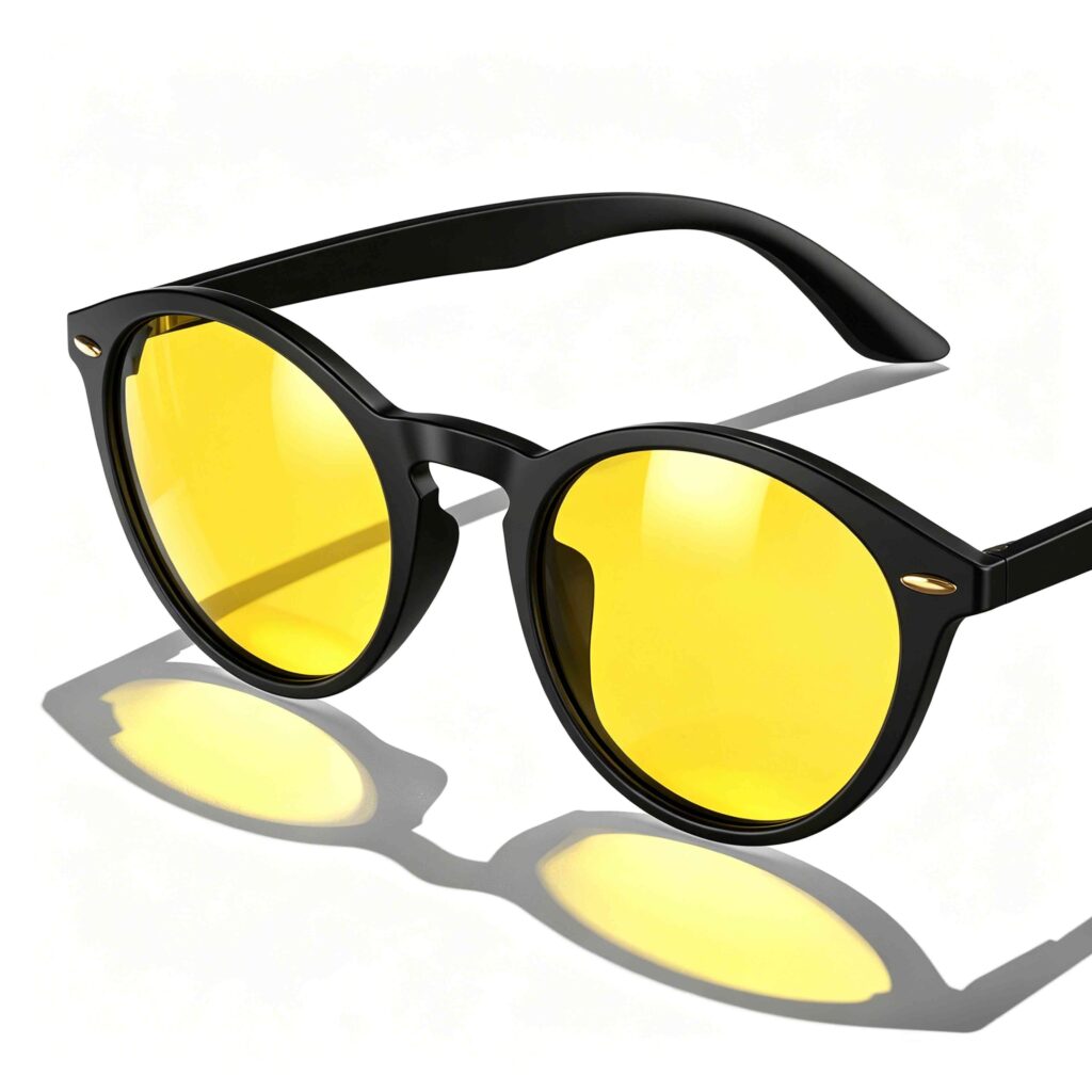 158-Sun Boost Round Yellow Screen Glasses – Black