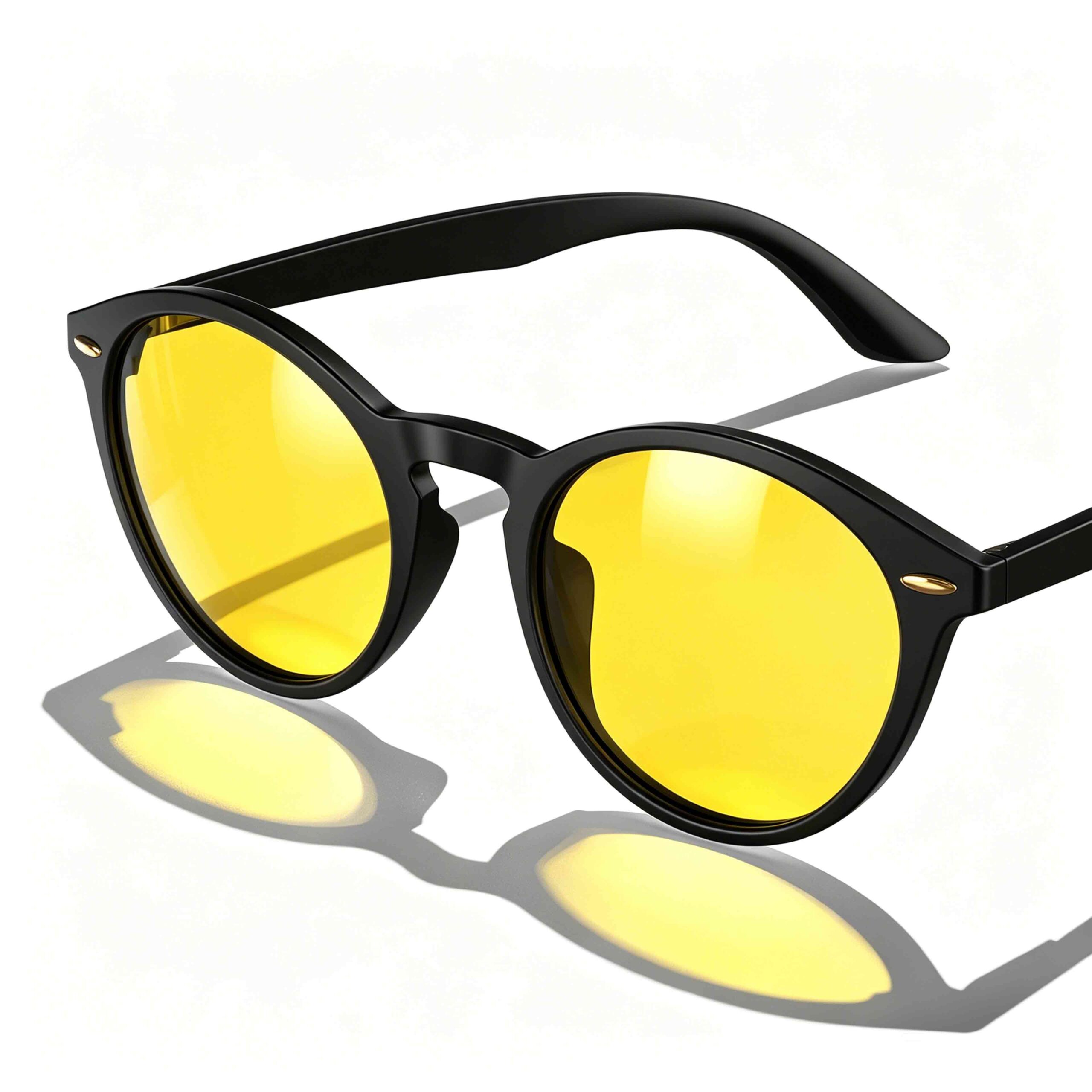 Sun Boost Round Yellow Prescription Screen Glasses – Black