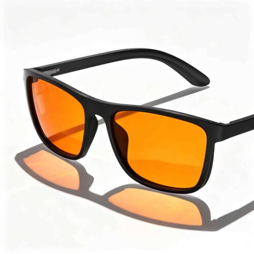 168-Night Ease™ Wayfarer Orange Sleep Glasses – Black