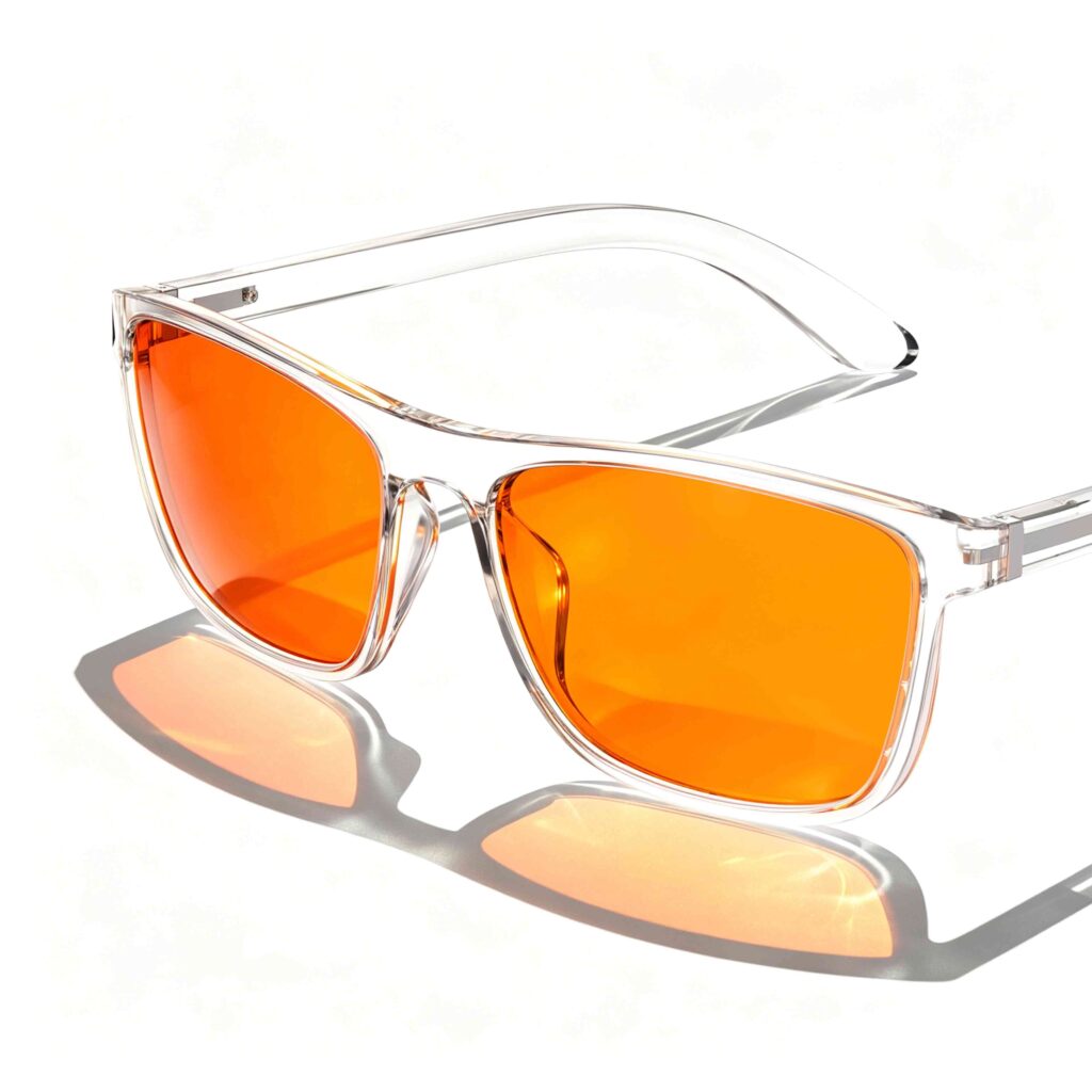 168-Night Ease™ Wayfarer Orange Sleep Glasses – Clear