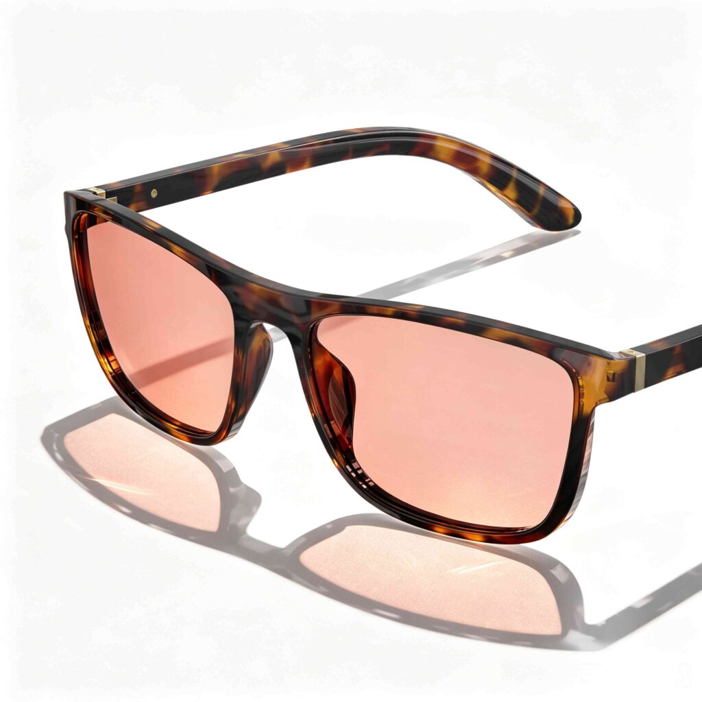 168-Rose Relief™ Wayfarer Pink Migraine Glasses – Tortoiseshell