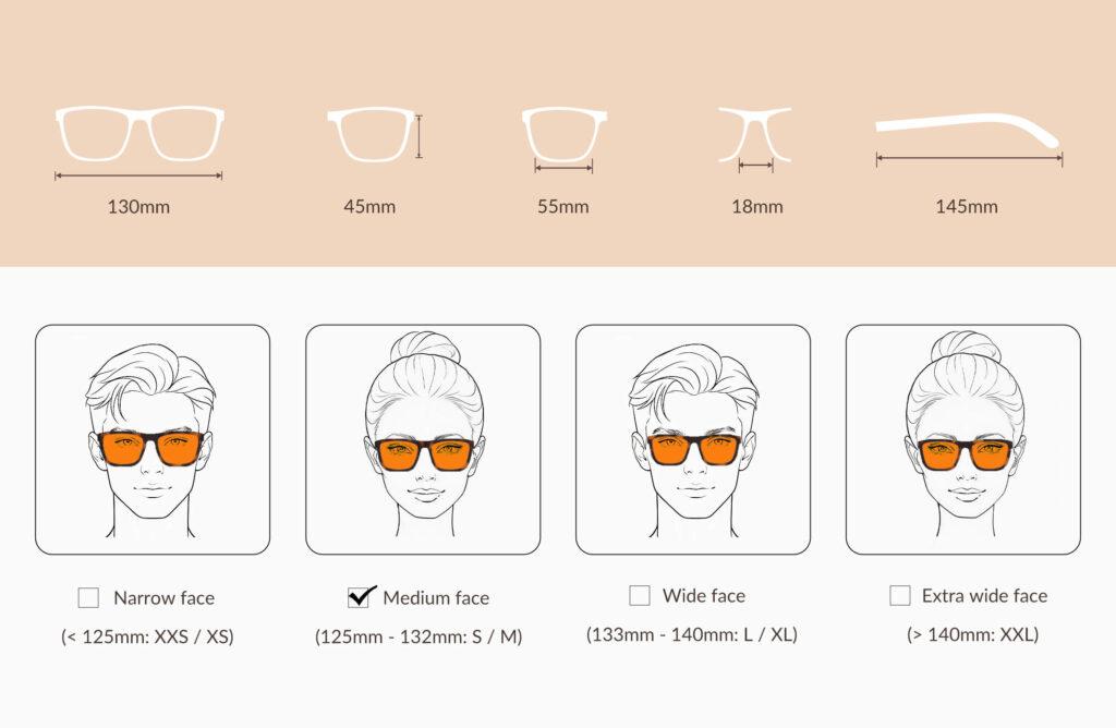 168h2-glasses-size-chart-of-Night Ease™ Wayfarer Orange Sleep Glasses – Tortoiseshell