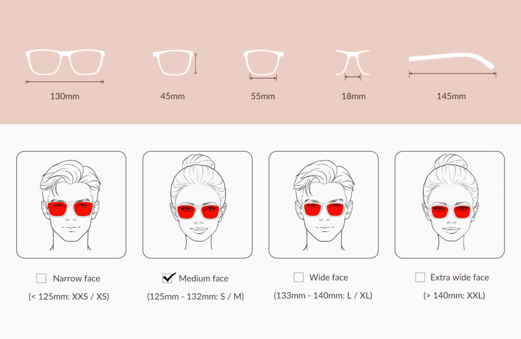 168t-glasses-size-chart-of-Night Ease™ Wayfarer Red Lens Glasses – Clear